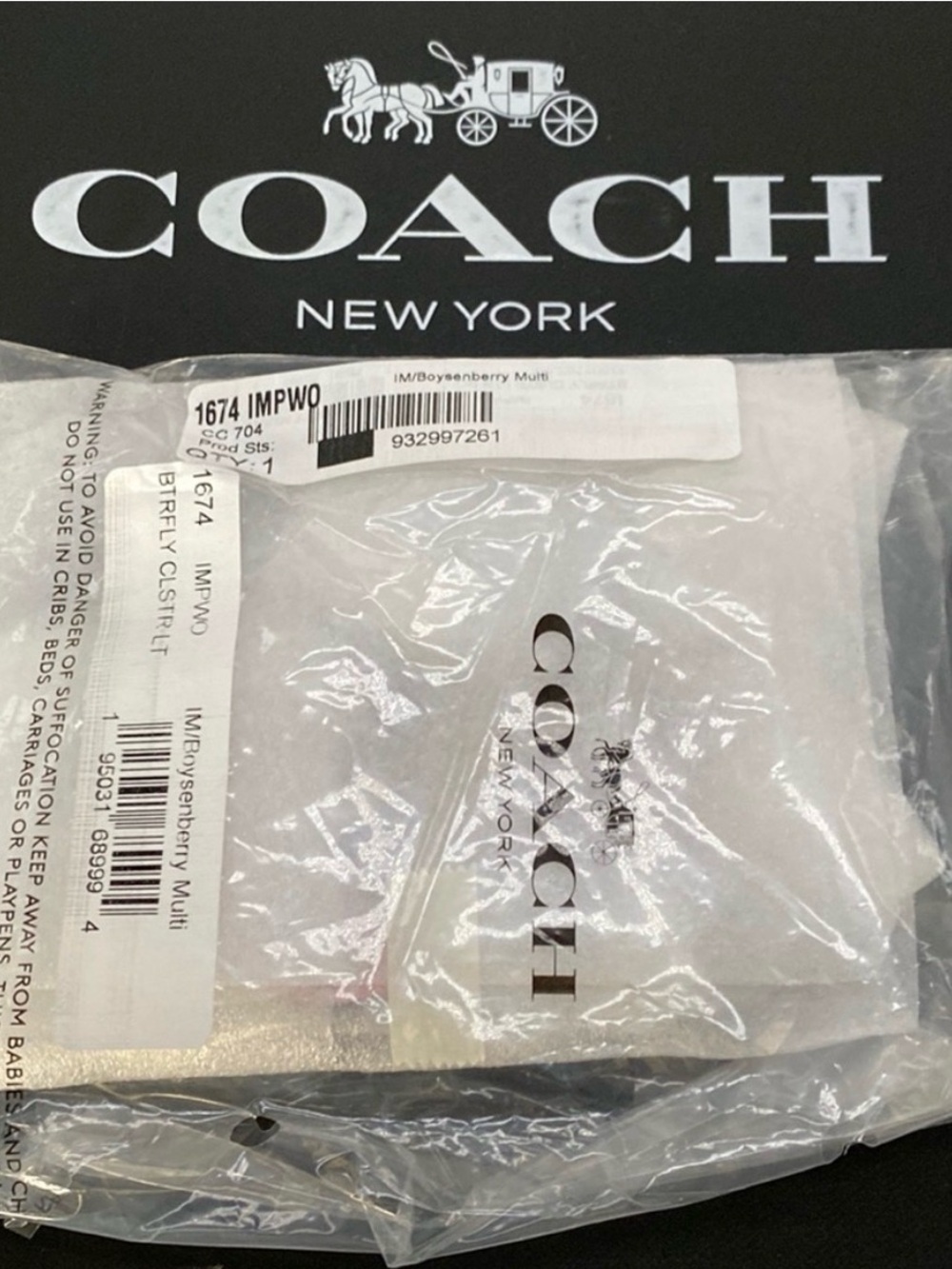 Coach Butterfly Cluster Bag Charm / Keychain Boysenberry Multi NWT - Picture 2 of 5